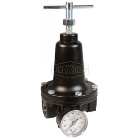 Dixon Watts by Relieving Standard Regulator with GC230 Gauge, 1-1/2 in NPT, 500 SCFM Flow Rate, 2 to 125 R119-12CG